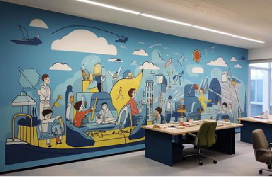 大足办公室墙绘的特点。